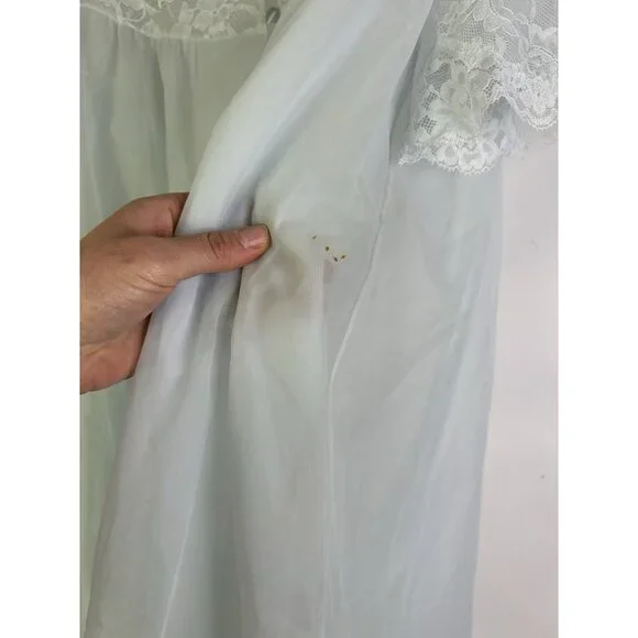 Vintage 60s Sheer Nylon Lace Full Sweep Negligee Pignoir USA - Picture 7 of 10